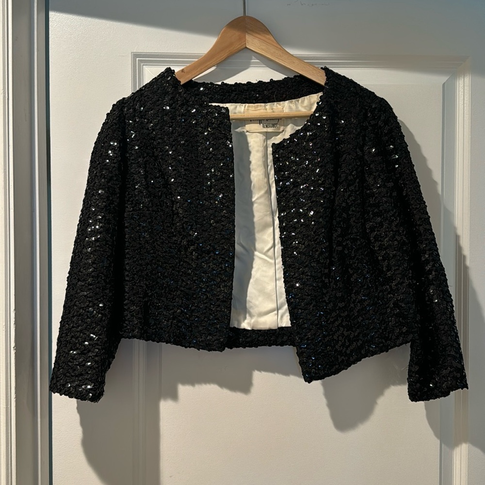 VINTAGE 1960s sequined Philippe Tournaye for Rembrandt cropped blazer jacket